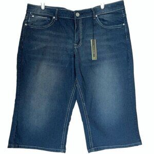 Out Jeans Women's Blue Capris Size 20 Embellished Straight Leg High Rise Stretch